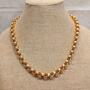 Faux Gold Cuff Linked Chain 24" Length Heavy Over 4oz Fashion Jewelry Necklace